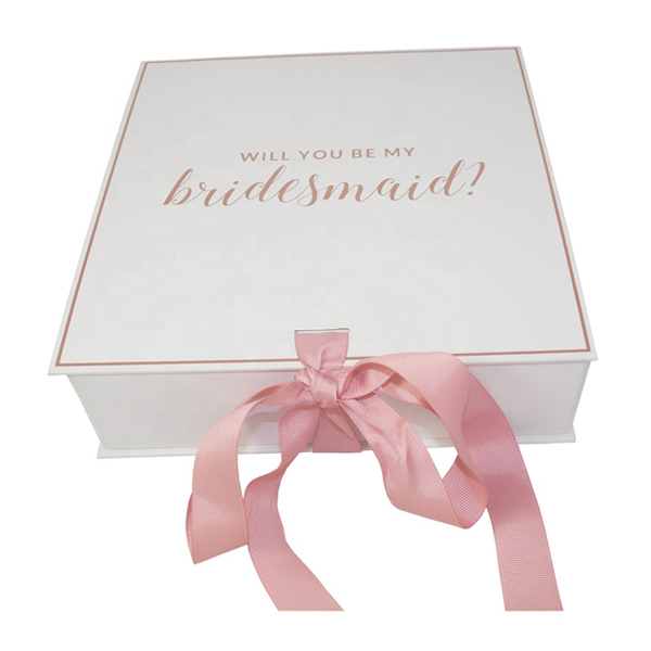 Custom Logo Cardboard Magnetic Close Gift Box With Ribbon