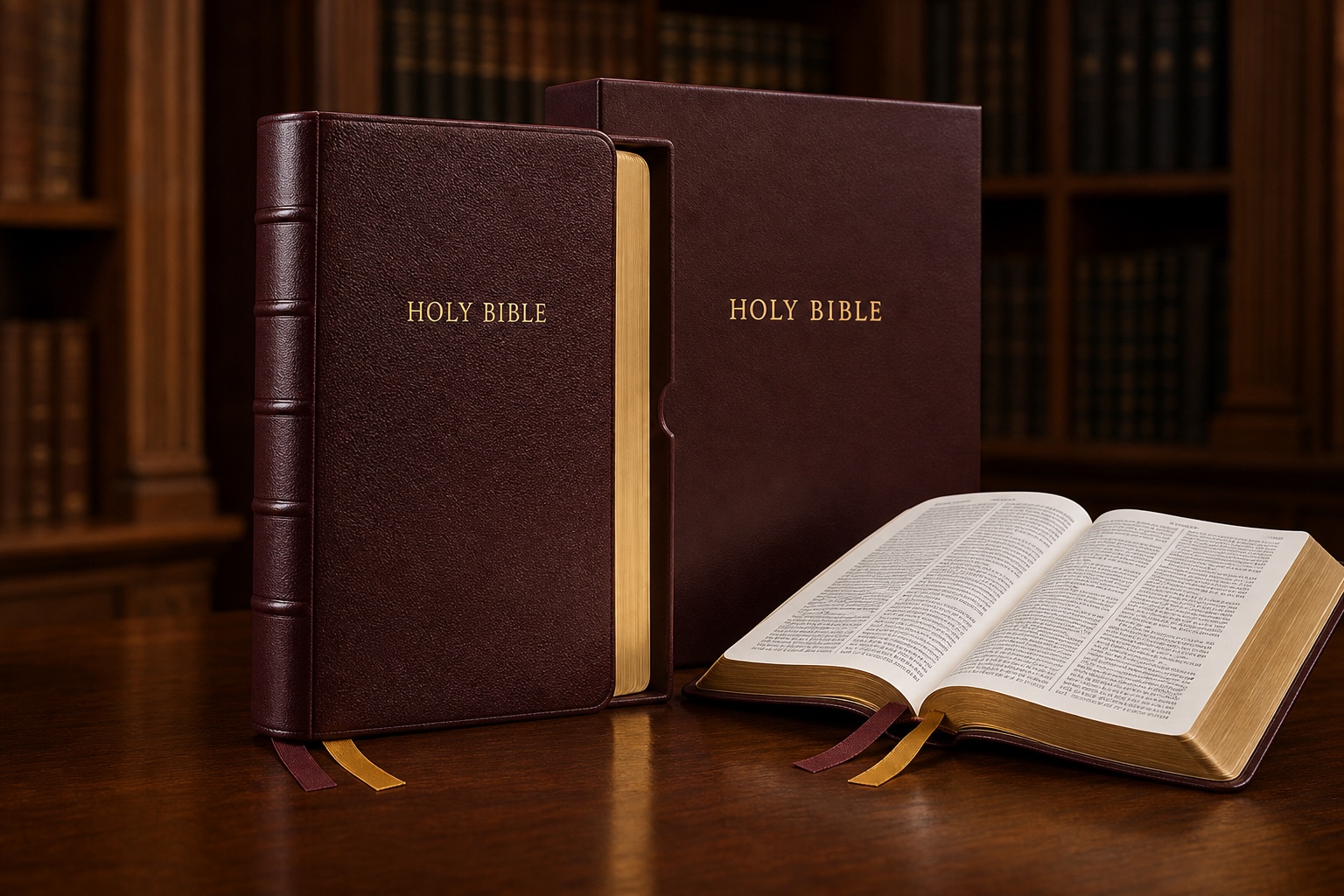 Edición de coleccionista de la Biblia dorada y caja protectora.