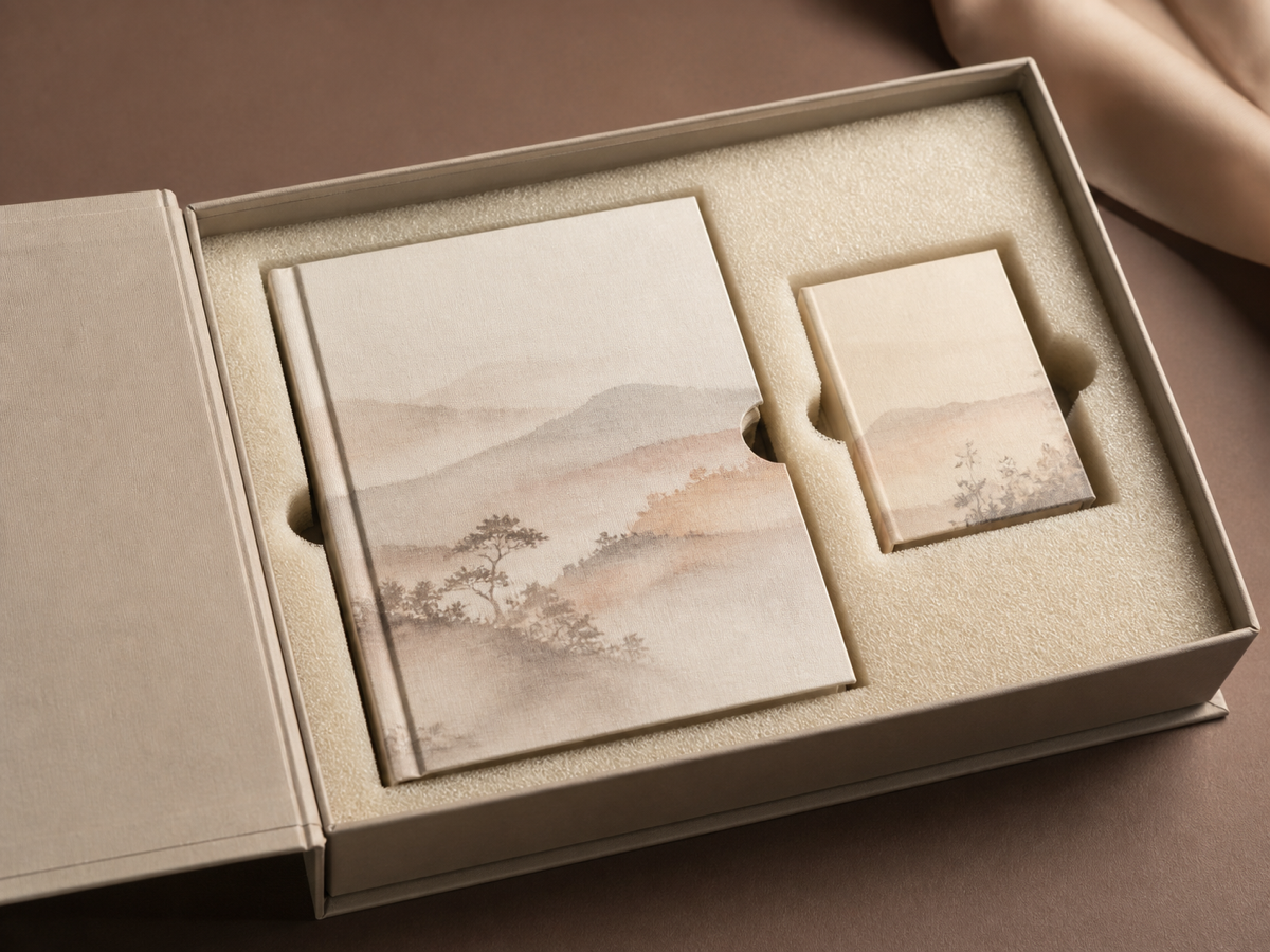 Light foam cushioning insert in a book presentation box