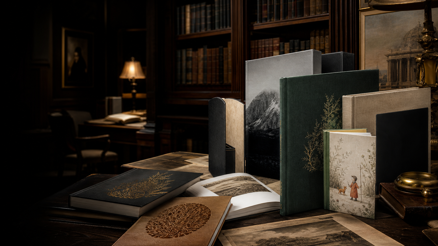 Trade and softcover books in a publisher library